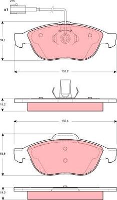 TRW GDB1444 - Комплект спирачно феродо, дискови спирачки vvparts.bg