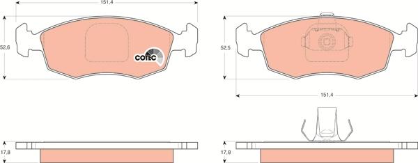 TRW GDB1443 - Комплект спирачно феродо, дискови спирачки vvparts.bg