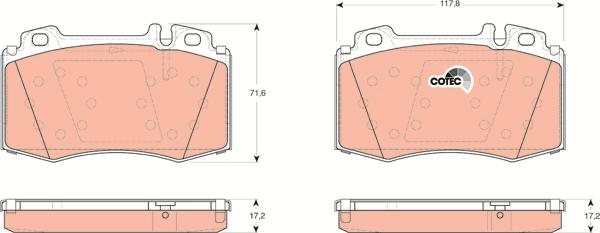 TRW GDB1454 - Комплект спирачно феродо, дискови спирачки vvparts.bg