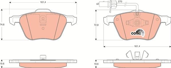 TRW GDB1460 - Комплект спирачно феродо, дискови спирачки vvparts.bg