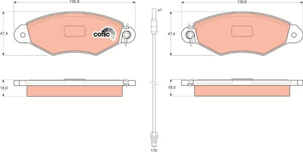 TRW GDB1402 - Комплект спирачно феродо, дискови спирачки vvparts.bg