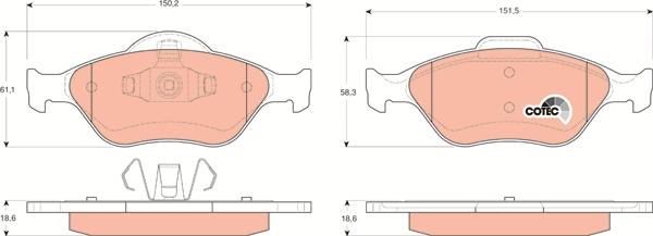 TRW GDB1419 - Комплект спирачно феродо, дискови спирачки vvparts.bg