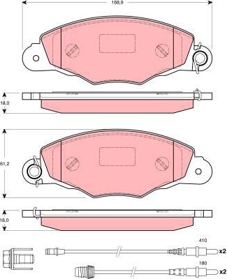 TRW GDB1410 - Комплект спирачно феродо, дискови спирачки vvparts.bg