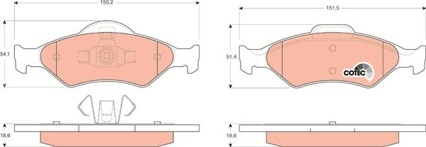 TRW GDB1418 - Комплект спирачно феродо, дискови спирачки vvparts.bg