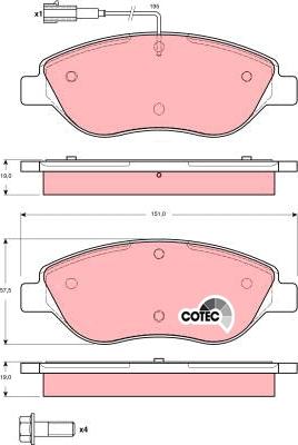 TRW GDB1484 - Комплект спирачно феродо, дискови спирачки vvparts.bg