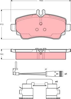 TRW GDB1480 - Комплект спирачно феродо, дискови спирачки vvparts.bg