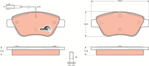 TRW GDB1482 - Комплект спирачно феродо, дискови спирачки vvparts.bg