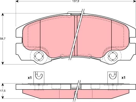 TRW GDB1436 - Комплект спирачно феродо, дискови спирачки vvparts.bg