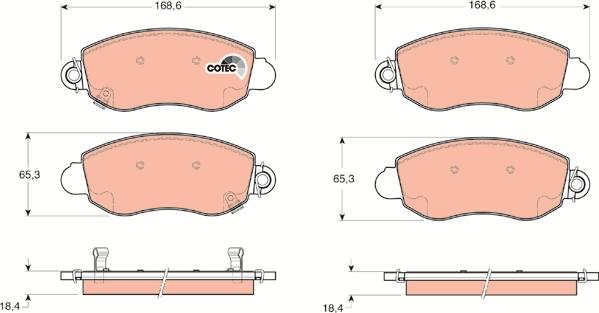 TRW GDB1424 - Комплект спирачно феродо, дискови спирачки vvparts.bg