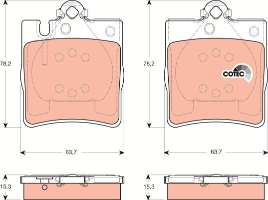 TRW GDB1421 - Комплект спирачно феродо, дискови спирачки vvparts.bg