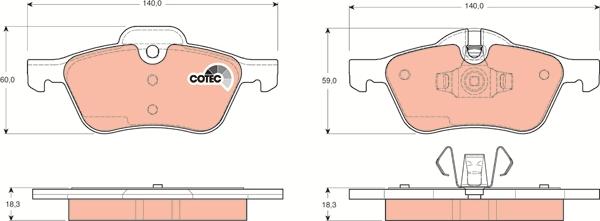 TRW GDB1476 - Комплект спирачно феродо, дискови спирачки vvparts.bg