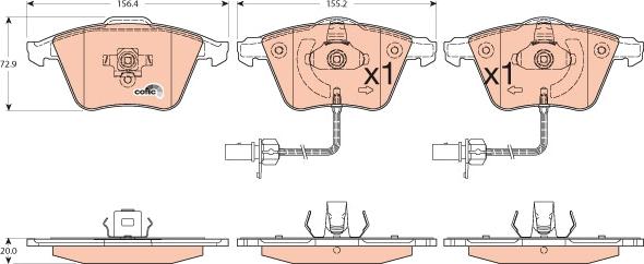 TRW GDB1554 - Комплект спирачно феродо, дискови спирачки vvparts.bg