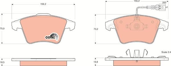 TRW GDB1555 - Комплект спирачно феродо, дискови спирачки vvparts.bg