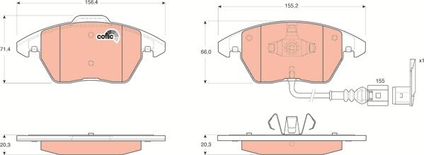 TRW GDB1550 - Комплект спирачно феродо, дискови спирачки vvparts.bg