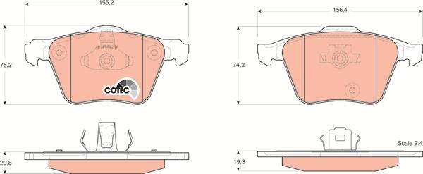 TRW GDB1565 - Комплект спирачно феродо, дискови спирачки vvparts.bg