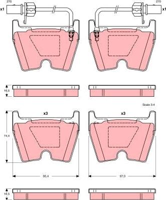 TRW GDB1507 - Комплект спирачно феродо, дискови спирачки vvparts.bg