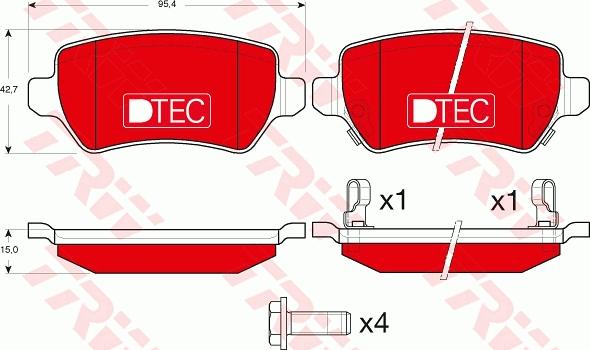 TRW GDB1515DTE - Комплект спирачно феродо, дискови спирачки vvparts.bg