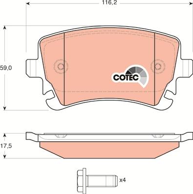 TRW GDB1516 - Комплект спирачно феродо, дискови спирачки vvparts.bg