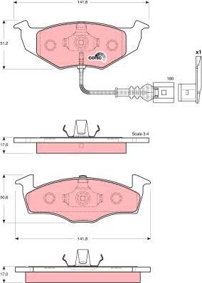 TRW GDB1586 - Комплект спирачно феродо, дискови спирачки vvparts.bg