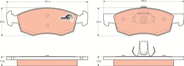 TRW GDB1588 - Комплект спирачно феродо, дискови спирачки vvparts.bg