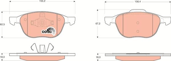 TRW GDB1583 - Комплект спирачно феродо, дискови спирачки vvparts.bg