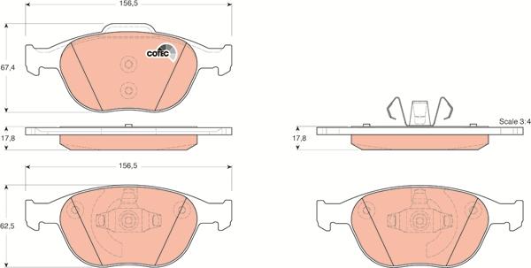 TRW GDB1532 - Комплект спирачно феродо, дискови спирачки vvparts.bg