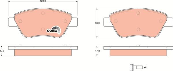 TRW GDB1579 - Комплект спирачно феродо, дискови спирачки vvparts.bg