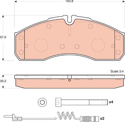 TRW GDB1694 - Комплект спирачно феродо, дискови спирачки vvparts.bg