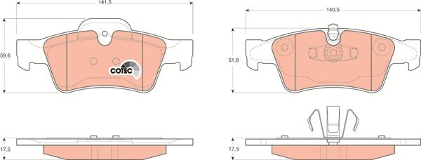 TRW GDB1643 - Комплект спирачно феродо, дискови спирачки vvparts.bg