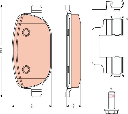 TRW GDB1650 - Комплект спирачно феродо, дискови спирачки vvparts.bg