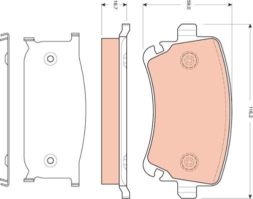 TRW GDB1661 - Комплект спирачно феродо, дискови спирачки vvparts.bg