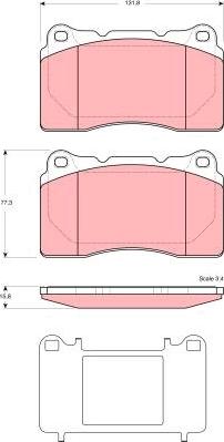 TRW GDB1608 - Комплект спирачно феродо, дискови спирачки vvparts.bg