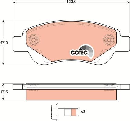 TRW GDB1633 - Комплект спирачно феродо, дискови спирачки vvparts.bg