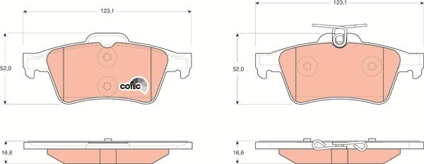 TRW GDB1621AT - Комплект спирачно феродо, дискови спирачки vvparts.bg