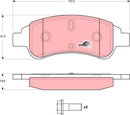 TRW GDB1623 - Комплект спирачно феродо, дискови спирачки vvparts.bg