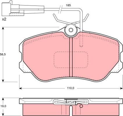 TRW GDB1095 - Комплект спирачно феродо, дискови спирачки vvparts.bg