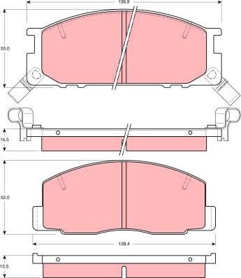 TRW GDB1043 - Комплект спирачно феродо, дискови спирачки vvparts.bg