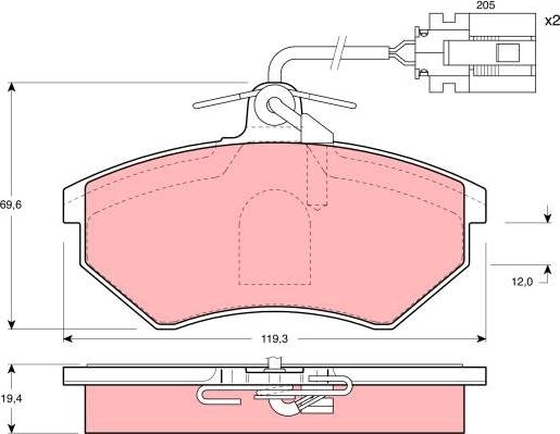 TRW GDB1057 - Комплект спирачно феродо, дискови спирачки vvparts.bg