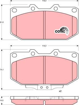 TRW GDB1006 - Комплект спирачно феродо, дискови спирачки vvparts.bg