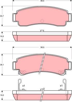 TRW GDB1014 - Комплект спирачно феродо, дискови спирачки vvparts.bg