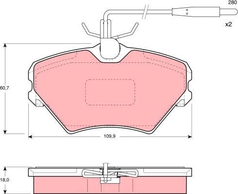 TRW GDB1087 - Комплект спирачно феродо, дискови спирачки vvparts.bg