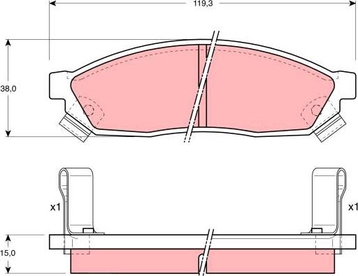 TRW GDB1038 - Комплект спирачно феродо, дискови спирачки vvparts.bg