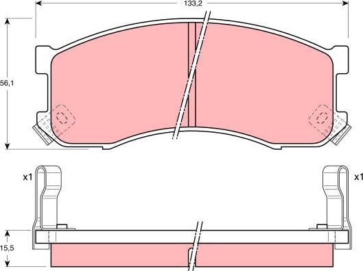 TRW GDB1037 - Комплект спирачно феродо, дискови спирачки vvparts.bg