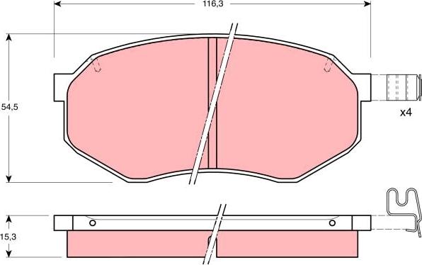 TRW GDB1026AT - Комплект спирачно феродо, дискови спирачки vvparts.bg