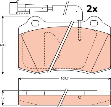 TRW GDB1191 - Комплект спирачно феродо, дискови спирачки vvparts.bg