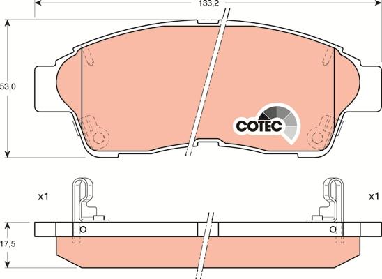 TRW GDB1143 - Комплект спирачно феродо, дискови спирачки vvparts.bg