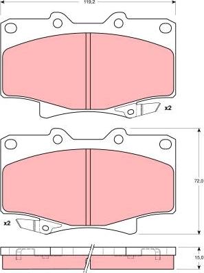 TRW GDB1154 - Комплект спирачно феродо, дискови спирачки vvparts.bg