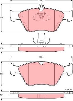 TRW GDB1166 - Комплект спирачно феродо, дискови спирачки vvparts.bg