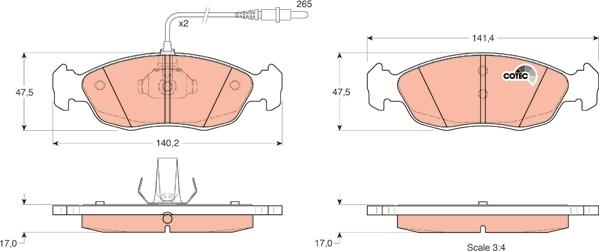 TRW GDB1104 - Комплект спирачно феродо, дискови спирачки vvparts.bg