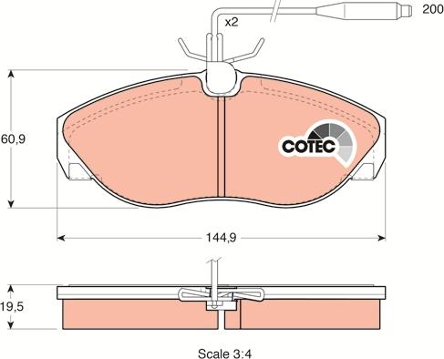 TRW GDB1105 - Комплект спирачно феродо, дискови спирачки vvparts.bg